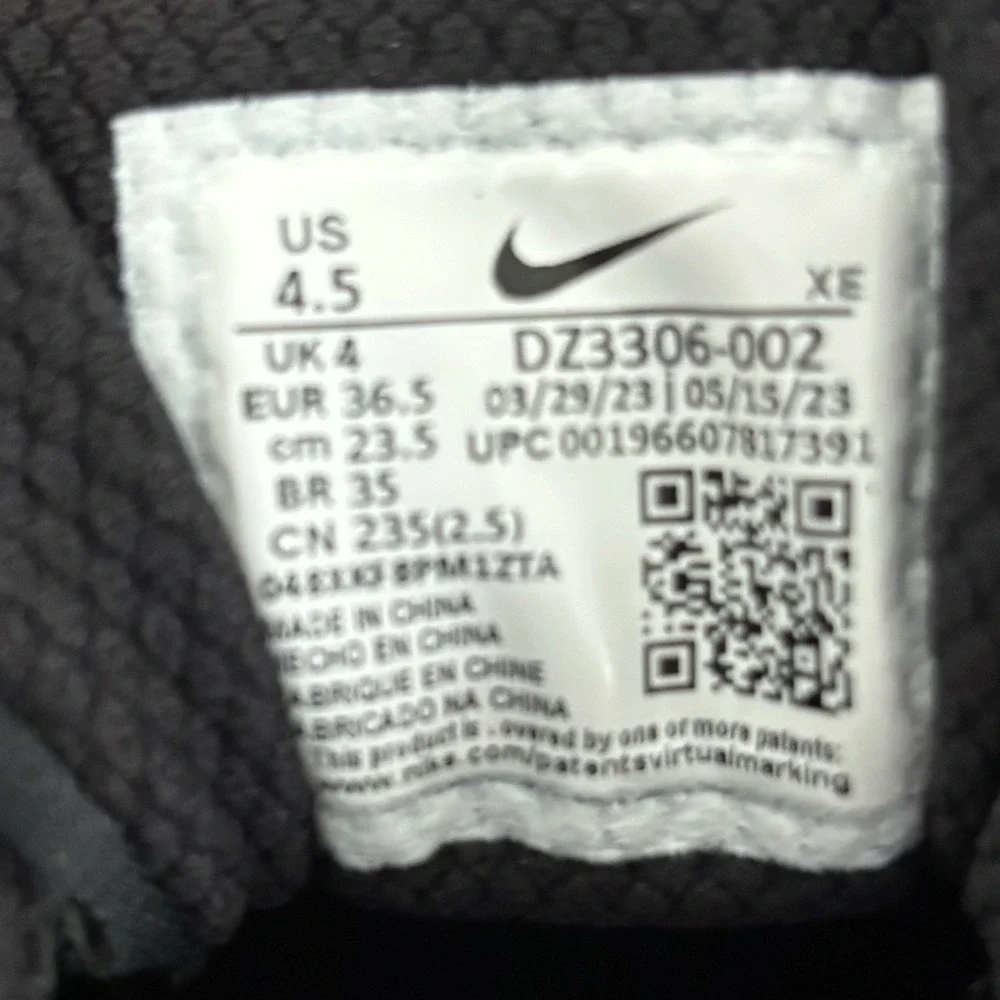 Nike Air Huarache Run Casual‎ Sneakers Black Anthracite Youth Size 4.5